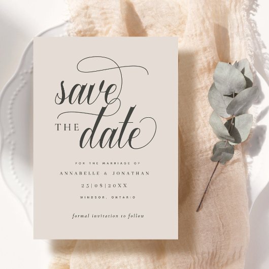 Cursieve scripttypografie save the date