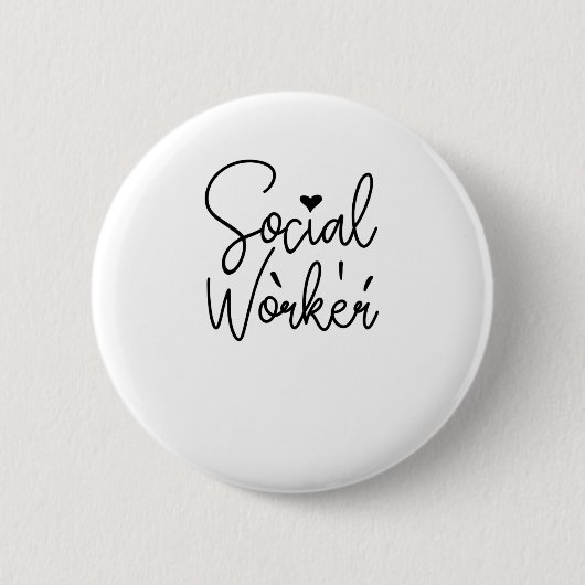 Cursieve sociale werker ronde button 5,7 cm (Voorkant)