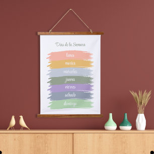 Cursieve Spaanse dagen van de week Brushstrokes Hangend Wandkleed