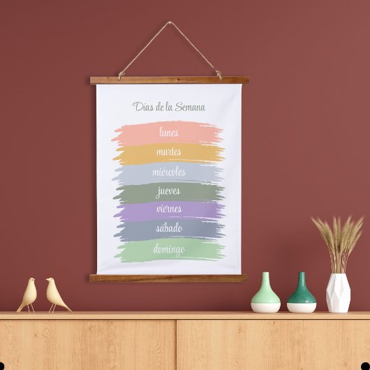 Cursieve Spaanse dagen van de week Brushstrokes Hangend Wandkleed