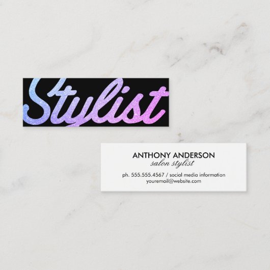 Cursieve stylist groot / Roze Mini Visitekaartje (Voorkant / Achterkant)