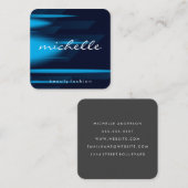 Cursieve tekst | Blauwe tinten achtergrond Vierkante Visitekaartje (Voorkant / Achterkant)