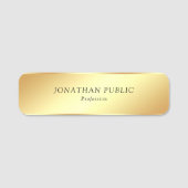 Cursieve tekst Glamoureuze Gold Look Eenvoudige Sj Naamplaatje (Voorkant)