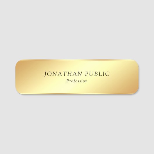 Cursieve tekst Glamoureuze Gold Look Eenvoudige Sj Naamplaatje (Voorkant)