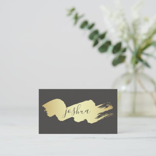 Cursieve tekst | Goudborstel Visitekaartje (Staand voorkant)