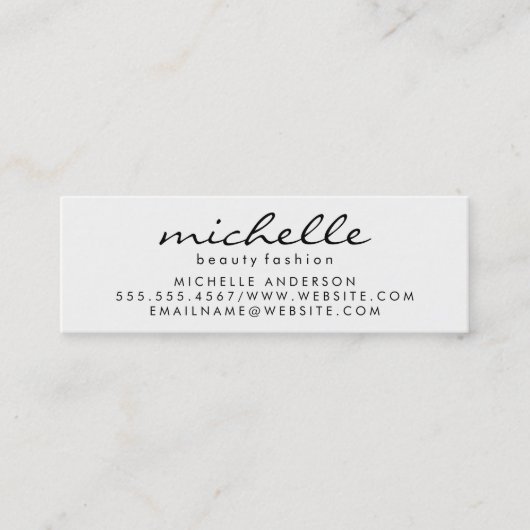 Cursieve tekst | Grijs wit Mini Visitekaartje (Voorkant)