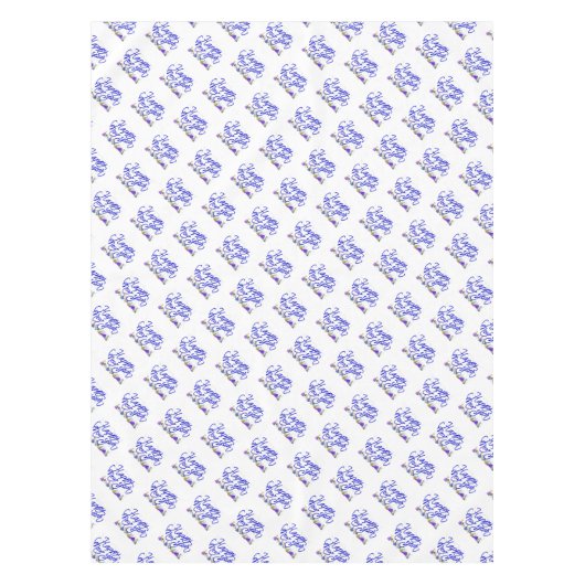 Cursieve tekst met Party Petten Happy New Year Tafelkleed (Voorkant)