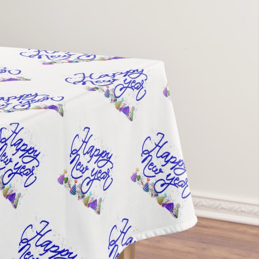 Cursieve tekst met Party Petten Happy New Year Tafelkleed (Voorbeeld)