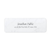 Cursieve tekst Witte Marmer Elegant Minimale Sjabl Etiket (Voorkant)