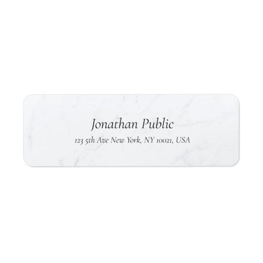 Cursieve tekst Witte Marmer Elegant Minimale Sjabl Etiket (Voorkant)
