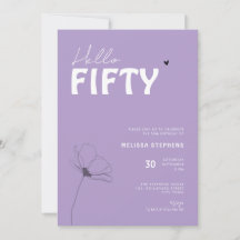 Cursieve typografie paars wit elegante 50ste verja
