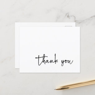 Cursieve typografie Zwart-wit Bedankt Briefkaart