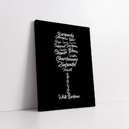 Cursieve wijntypografie in zwart-wit canvas afdruk
