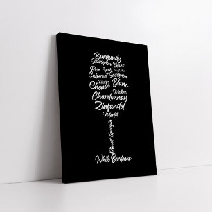 Cursieve wijntypografie in zwart-wit canvas afdruk