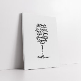 Cursieve wijntypografie in zwart-wit II Canvas Afdruk
