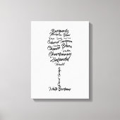 Cursieve wijntypografie in zwart-wit II Canvas Afdruk (Voorkant)