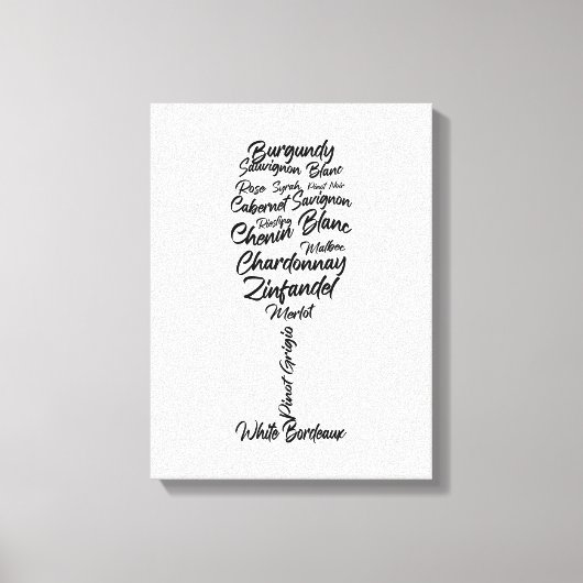 Cursieve wijntypografie in zwart-wit II Canvas Afdruk (Voorkant)