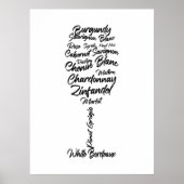 Cursieve wijntypografie in zwart-wit II Poster (Voorkant)
