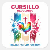 Cursillo DeColores Haan & Kruis Kwaststreken Vierkante Sticker (Voorkant)