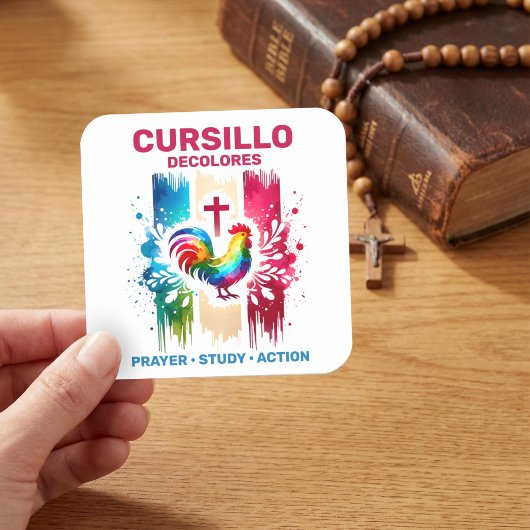 Cursillo DeColores Haan & Kruis Kwaststreken Vierkante Sticker