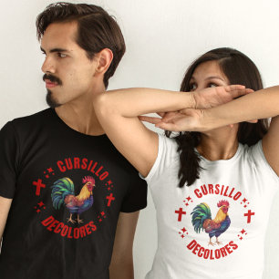 Cursillo Decolores Kleurrijke Haan met Kruisen T-shirt