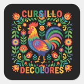 Cursillo DeColores Spaanse volkskunst haan Vierkante Sticker (Voorkant)