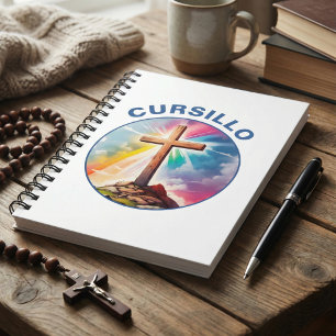 Cursillo Houten Kruis Met Regenboog en Wolken Notitieboek