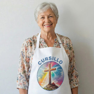 Cursillo Houten Kruis Met Regenboog en Wolken Schort