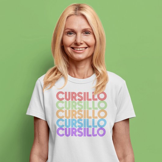 Cursillo Kleurrijke Gestapelde Regenboog DeColores T-shirt