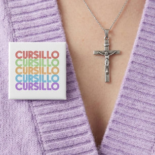 Cursillo Kleurrijke Gestapelde Regenboog DeColores Vierkante Button 5,1 Cm