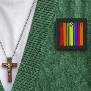 Cursillo Kleurrijke Verlengde Tekst Christelijk Ge Vierkante Button 5,1 Cm