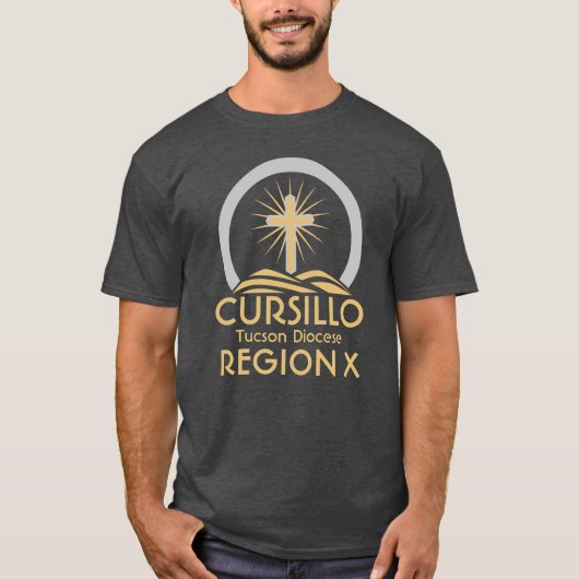 Cursillo Radiant Cross op Hill bisdom en regio T-shirt (Voorkant)