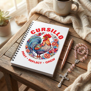 Cursillo Rooster met Rozen Bid Reflecteer Groei Notitieboek