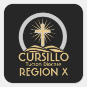 Cursillo Stralend Kruis op Hill Bisdom & Regio Vierkante Sticker (Voorkant)