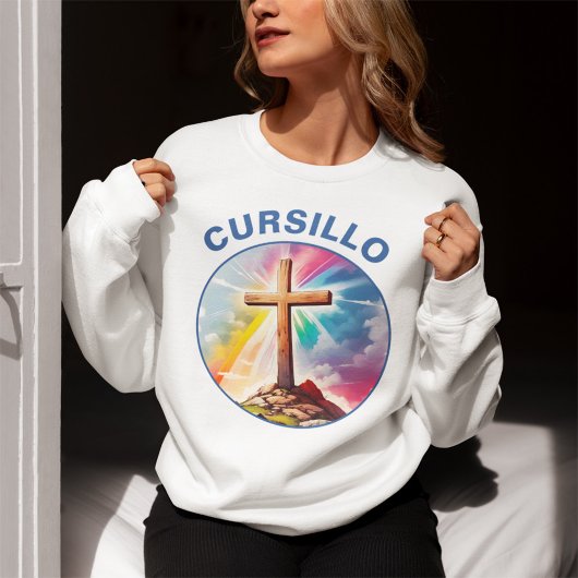 Cursillo Wood Cross With Rainbow and Clouds Trui