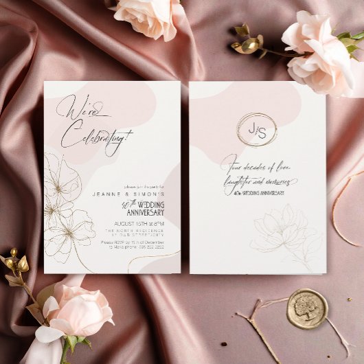 Cursive Floral 40th Anniversary Blush ID1168 Kaart
