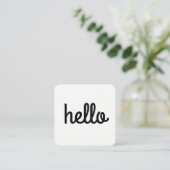 Cursive Hello Lettertype Vierkante Visitekaartje (Staand voorkant)