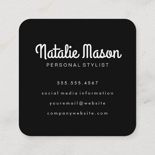 Cursive Hello Lettertype Vierkante Visitekaartje (Achterkant)