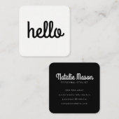 Cursive Hello Lettertype Vierkante Visitekaartje (Voorkant / Achterkant)