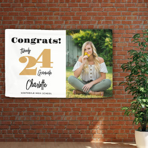Cursus 2026 Goud Gefeliciteerd Afgestudeerde Foto  Spandoek