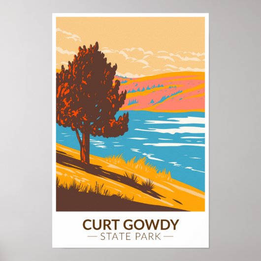 Curt Gowdy State Park Wyoming Retro Poster (Voorkant)