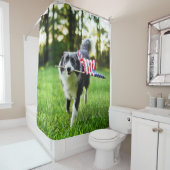Curtain Border Collie Patriotic Dog Shower Douchegordijn (In situ)