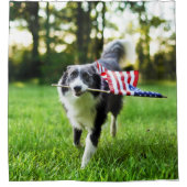 Curtain Border Collie Patriotic Dog Shower Douchegordijn (Voorkant)