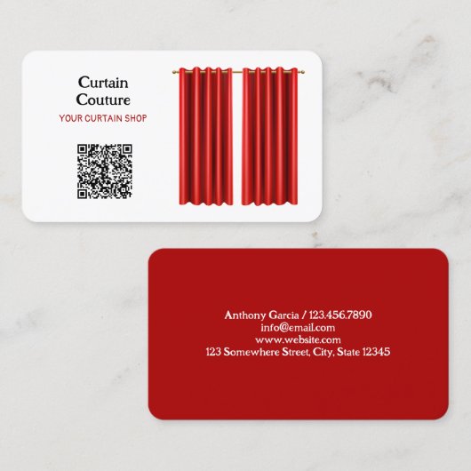 Curtain Shop Custom QR Visitekaartje (Voorkant / Achterkant)