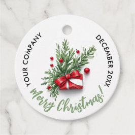 Curte Merry Christmas Red Bow QR Code Waterverf Bedankjes Labels