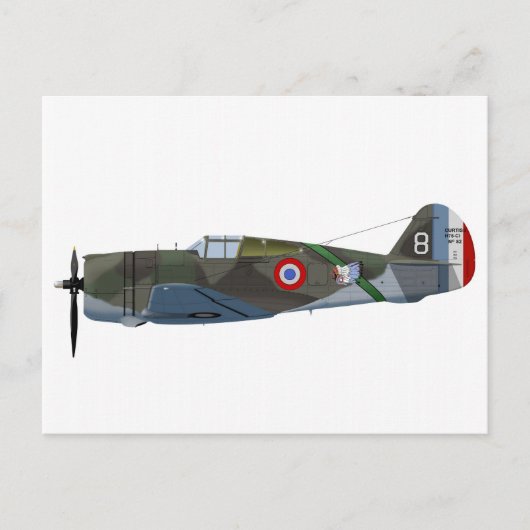 Curtis P-36A Hawk 875C1 Briefkaart (Voorkant)