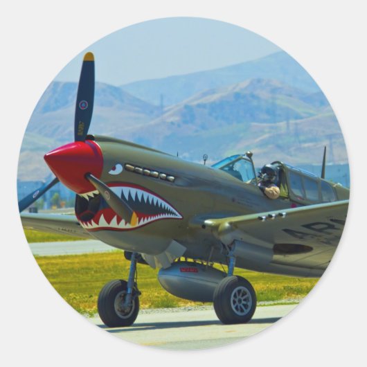 Curtis P-40 Warhawk Ronde Sticker (Voorkant)