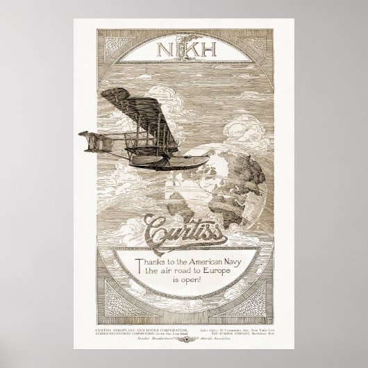  Curtiss Airplane Ad vanaf 1919 Poster (Voorkant)