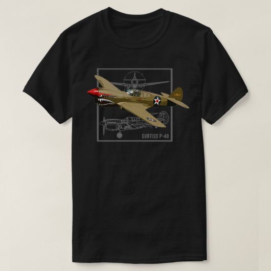 Curtiss P40 Warhawk WW2 Vighter Plane T-shirt (Design voorkant)