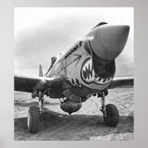 CURTISS P-40 WARHAWK FLYING TIGERS - 1942 POSTER